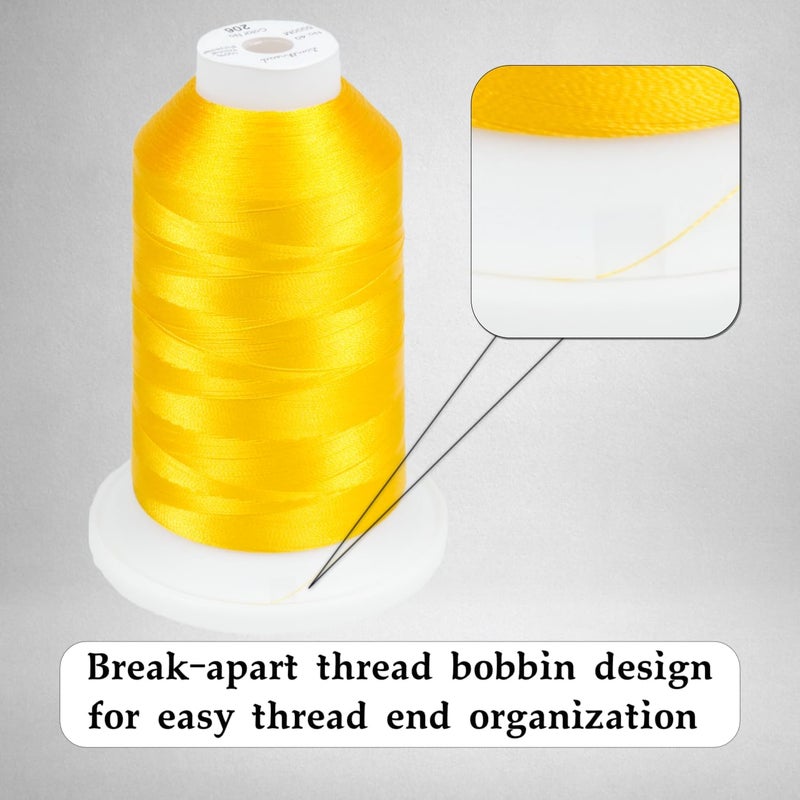 simthread Trilobal Polyester Thread – 5000M (5500yds) No.40 – Super Sheen, Tangle-Free – Built-in Thread Lock Spool – Compatible with Brother, Singer, Janome & More, Harvest Gold-206 - Image 2